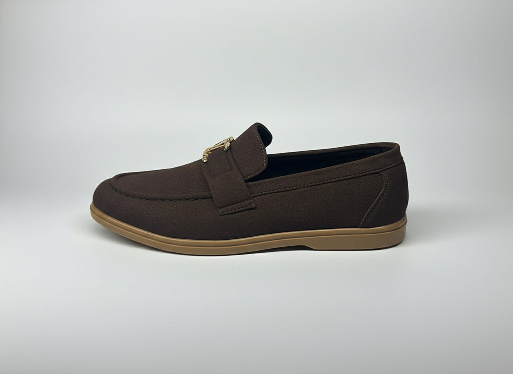 Men’s Suede Loafers  – Casual Comfort Slip-On Shoes (Brown with Honey Sole)